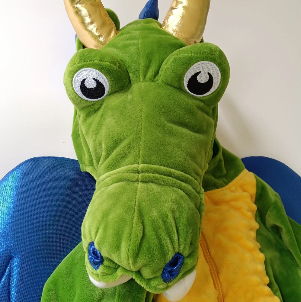 Dragon Halloween Costume Plush Velour with Stuffed Head